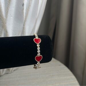 Red Heart centerpiece tennis Bracelet